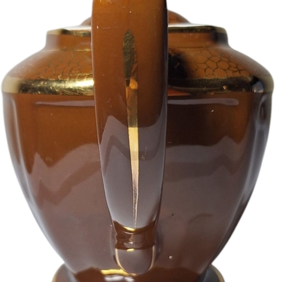 VINTAGE HALL CHINA CHOCOLATE BROWN/GOLD TRIM TEA POT 8 CUP # 0102 - Picture 12 of 12